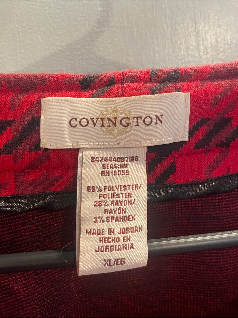 Covington Red and Black Houndstooth Button-Front Blazer  with pockets size XL - Picture 3 of 6
